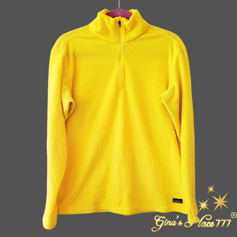 Patagonian Womens Cozy Yellow Fleece Quarter-Zip Pullover Sweatshirt Size L